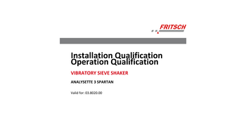 IQ/OQ documentation for FRITSCH Sieve Shaker ANALYSETTE 3 SPARTAN