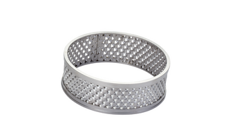 Sieve ring 0.08 mm trapezoidal perforation, made of stainless steel with reinforced edges Sieve ring 0.08 mm trapezoidal perforation, made of stainless steel with reinforced edges